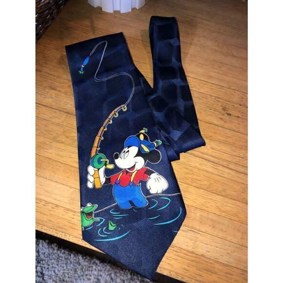 Mickey Mouse Hone Fishing Vintage Dress Tie - Picture 1 of 5